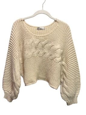 A3 Design Crop Ivory Cable Knit Sweater